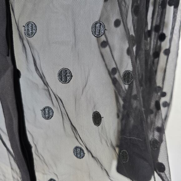 J Crew Sheer Shirt Women's XS Black Embroidered Dot Whimsigoth Dark Romantic - Picture 3 of 8